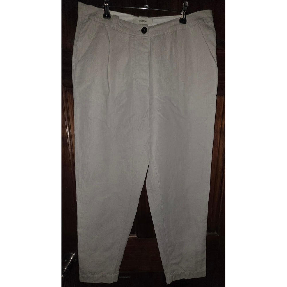 Humanoid Brinda Tapered Cotton Ramie Blend Trousers Beige Size M Italian Fabric